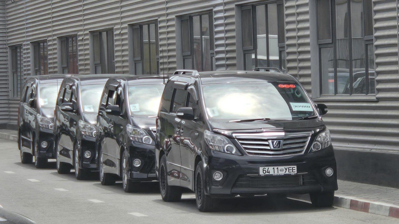 Lodge vehicles waiting for guests