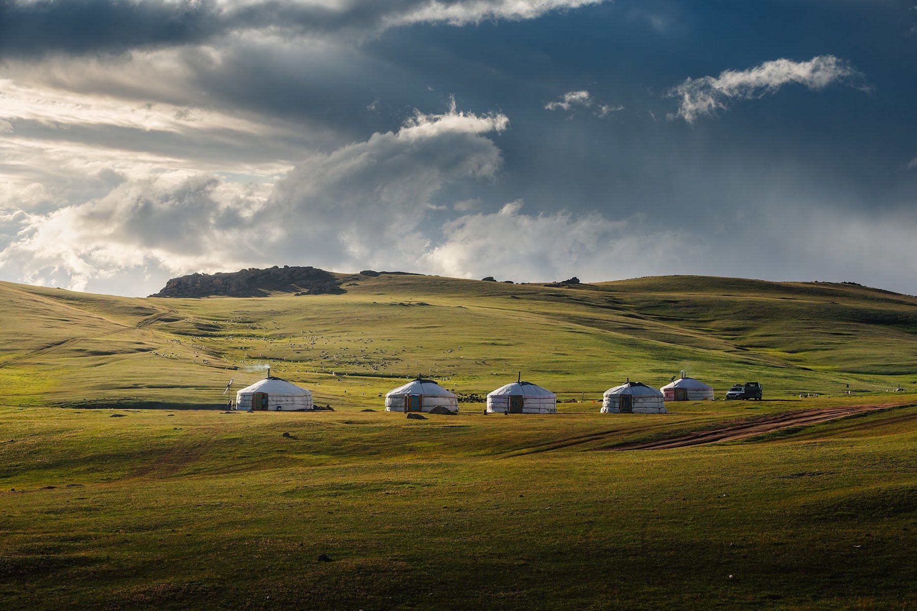 Gers in the Orkhon Valley in evening light