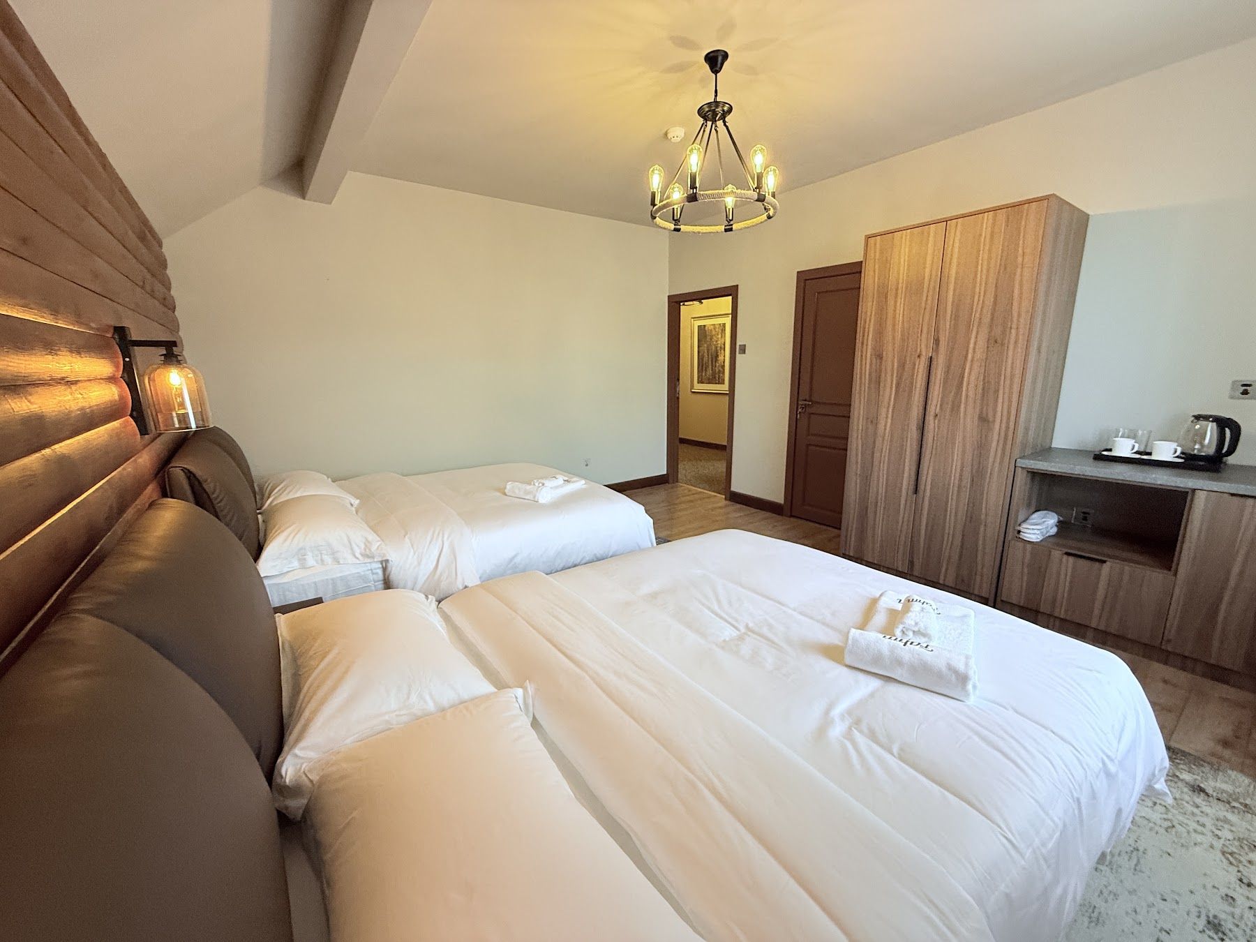 Family cabin bedroom with two beds