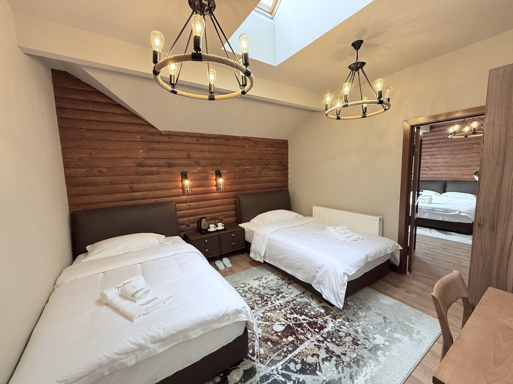 Family cabin bedroom with two beds